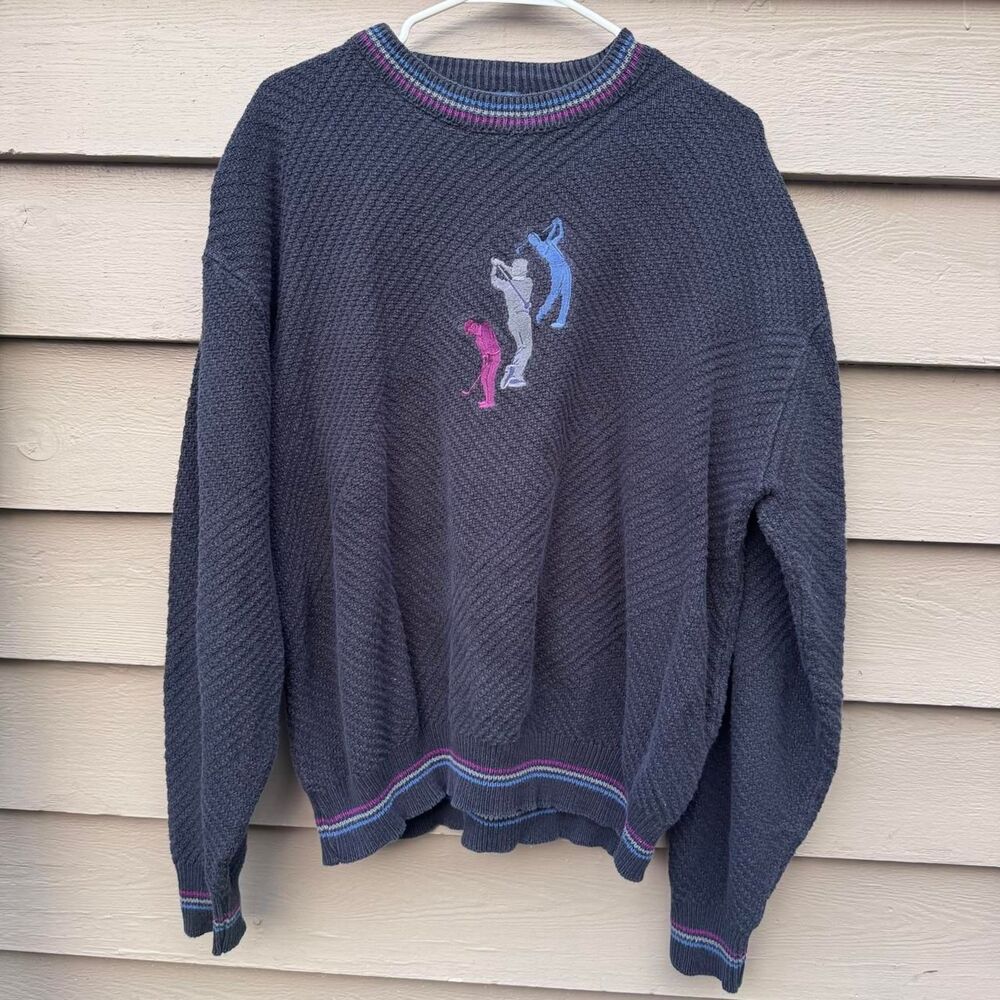 Unbranded Men's Navy and Blue Jumper